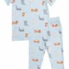 Angel Dear Puppy Play Short Sleeve Bamboo Lounge Wear Set in Blue