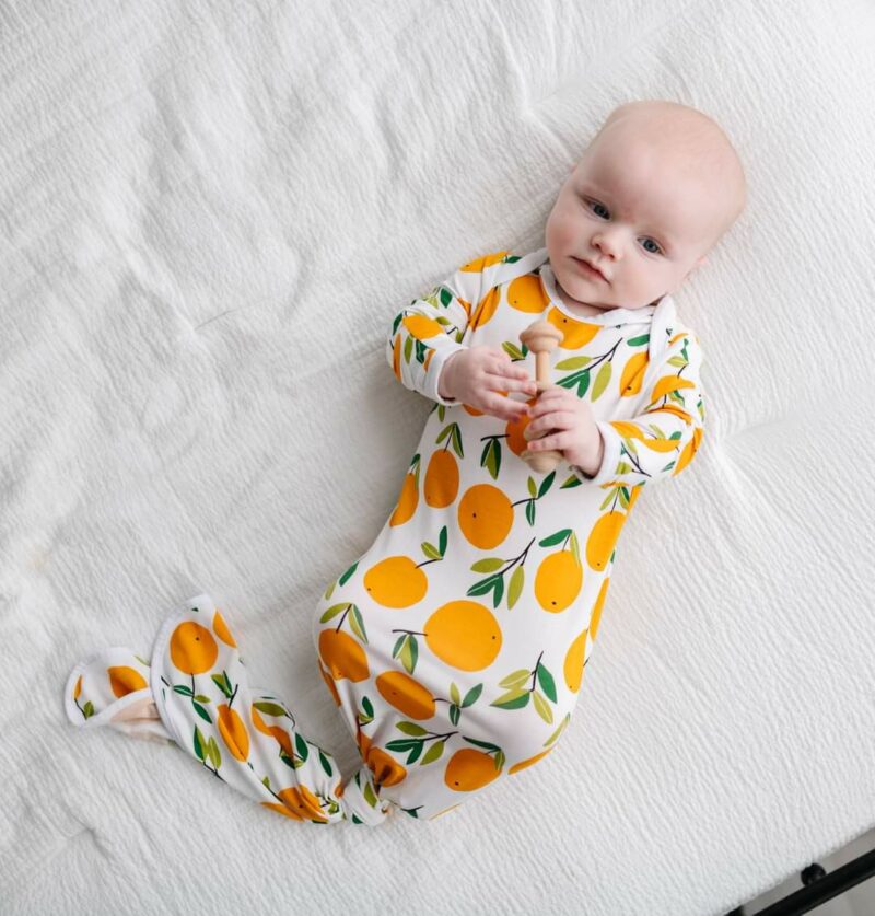 Little Sleepies Clementines Bamboo Viscose Infant Knotted Gown