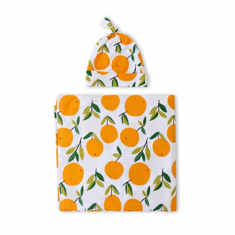 Little Sleepies Clementines Swaddle & Hat Gift Set