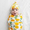 Little Sleepies Clementines Swaddle & Hat Gift Set