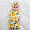 Little Sleepies Clementines Swaddle & Headband Gift Set