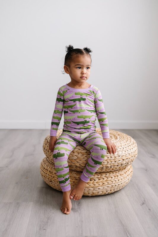 Little Sleepies Purple Crocodile Pajama Set