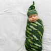 Little Sleepies Green Crocodiles Swaddle & Hat Gift Set