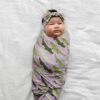Little Sleepies Purple Crocodiles Swaddle & Headband Gift Set