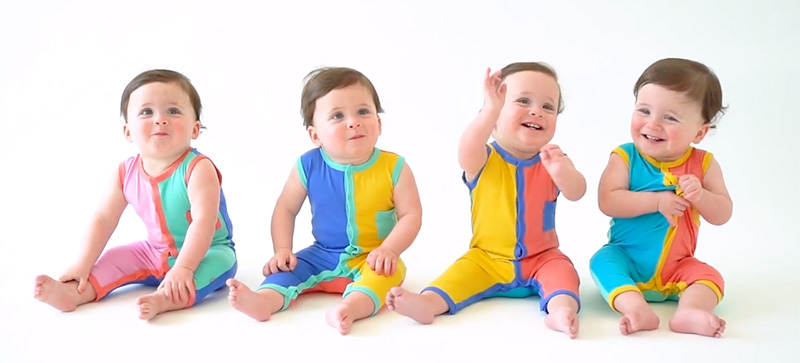 Kyte BABY Babies Shown in Limited Edition Colorblock Sleeveless Rompers