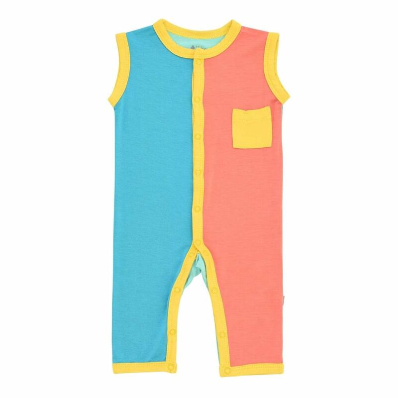 Kyte BABY Pineapple Color Block Limited Edition Sleeveless Romper