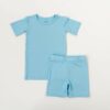 Little Sleepies Sky Blue Short Sleeve and Shorts Bamboo Viscose Two-Piece Pajama Set
