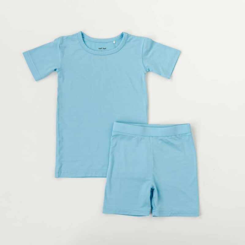 Little Sleepies Sky Blue Short Sleeve and Shorts Bamboo Viscose Two-Piece Pajama Set