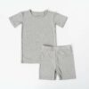 Little Sleepies Heather Gray Short Sleeve and Shorts Bamboo Viscose Two-Piece Pajama Set