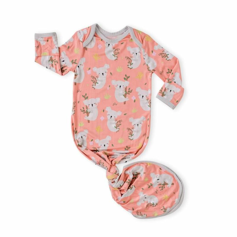 Little Sleepies Coral Koalas Bamboo Viscose Infant Knotted Gown