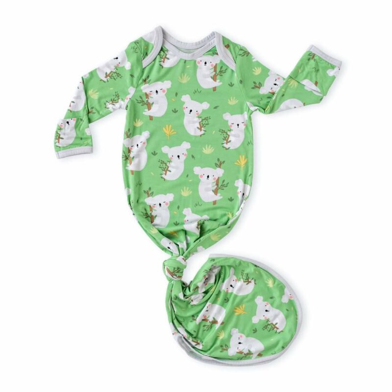 Little Sleepies Green Koalas Bamboo Viscose Infant Knotted Gown