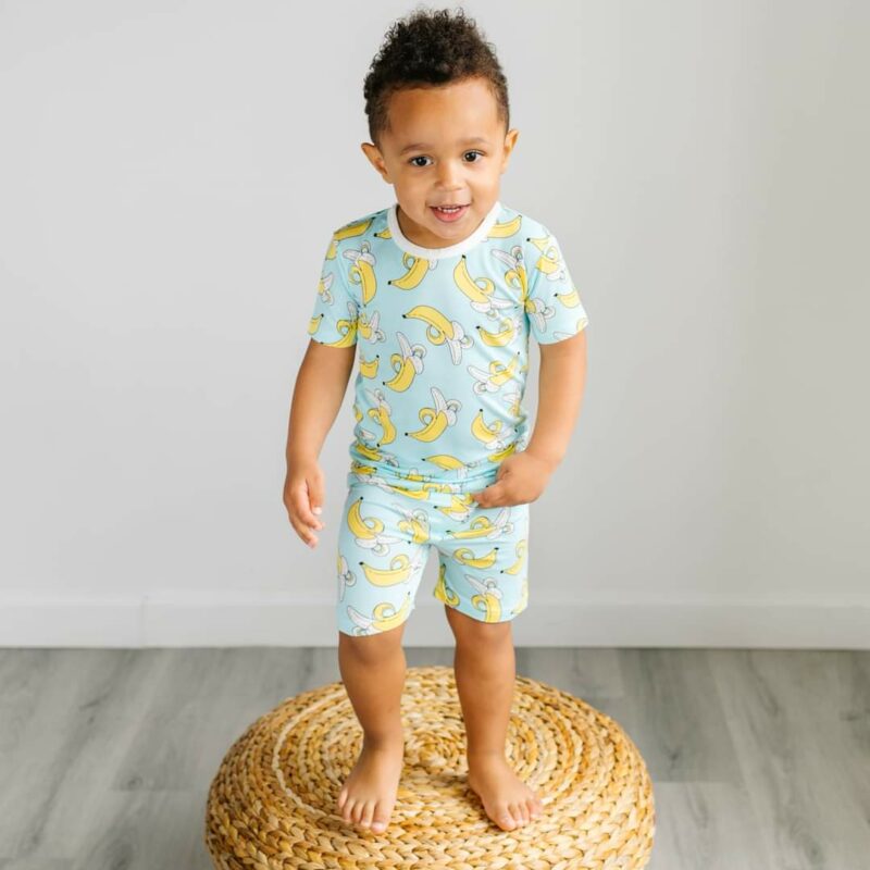 Little Sleepies Bananas Short Sleeve and Shorts Bamboo Viscose Two-Piece Pajama Set