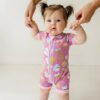 Little Sleepies Pink Cookies & Milk Shorty Bamboo Viscose Zippy