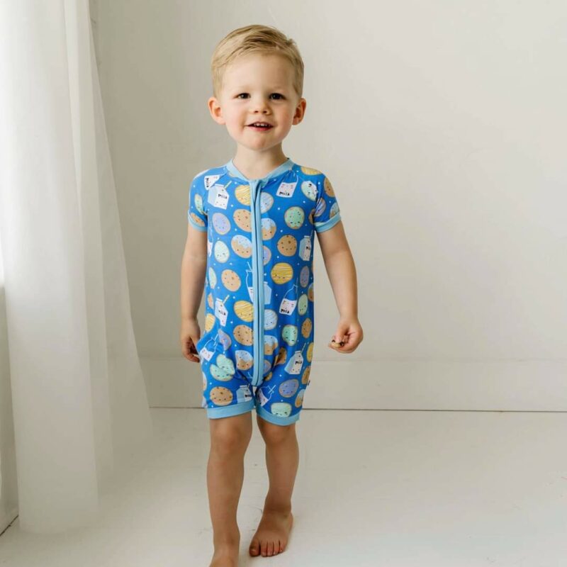 Little Sleepies Blue Cookies & Milk Shorty Bamboo Viscose Zippy