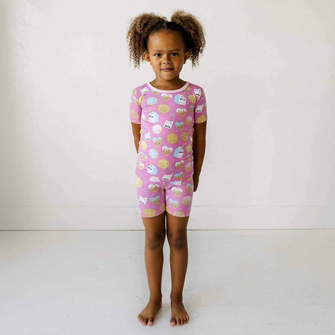 Little Sleepies Pink Cookies & Milk Short Sleeves and Shorts Bamboo ...