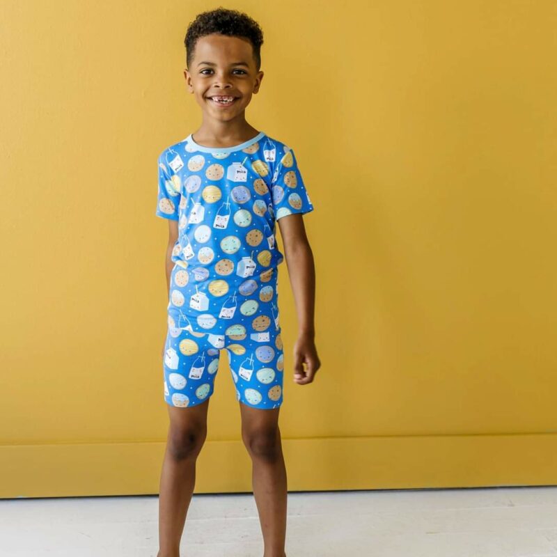 Little Sleepies Blue Cookies & Milk Short Sleeve and Shorts Bamboo Viscose Pajama Set