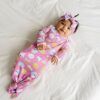 Little Sleepies Pink Cookies & Milk Bamboo Infant Knotted Gown