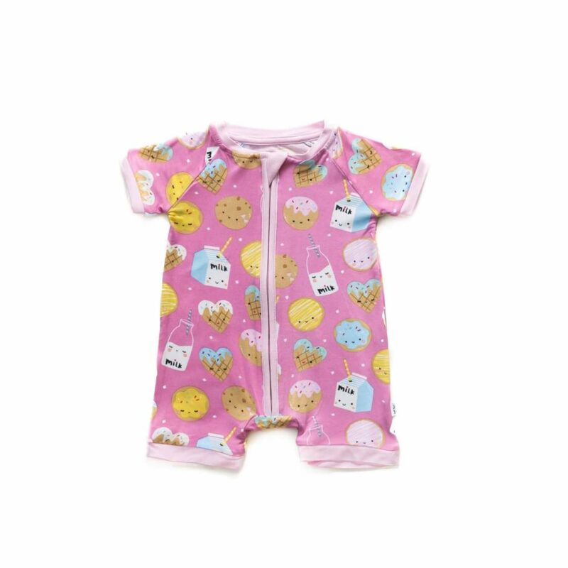 Little Sleepies Pink Cookies & Milk Shorty Bamboo Viscose Zippy