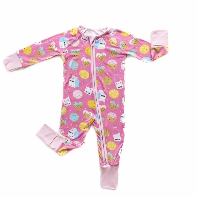 Little Sleepies Pink Cookies & Milk Bamboo Viscose Convertible Zippy