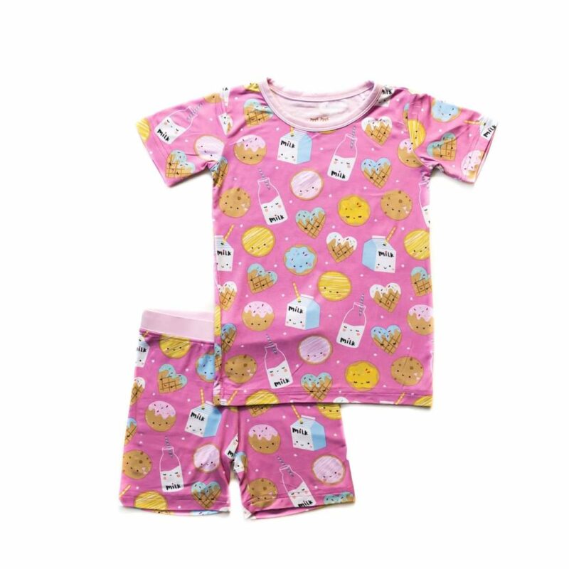 Little Sleepies Pink Cookies & Milk Short Sleeves and Shorts Bamboo Viscose Pajama Set