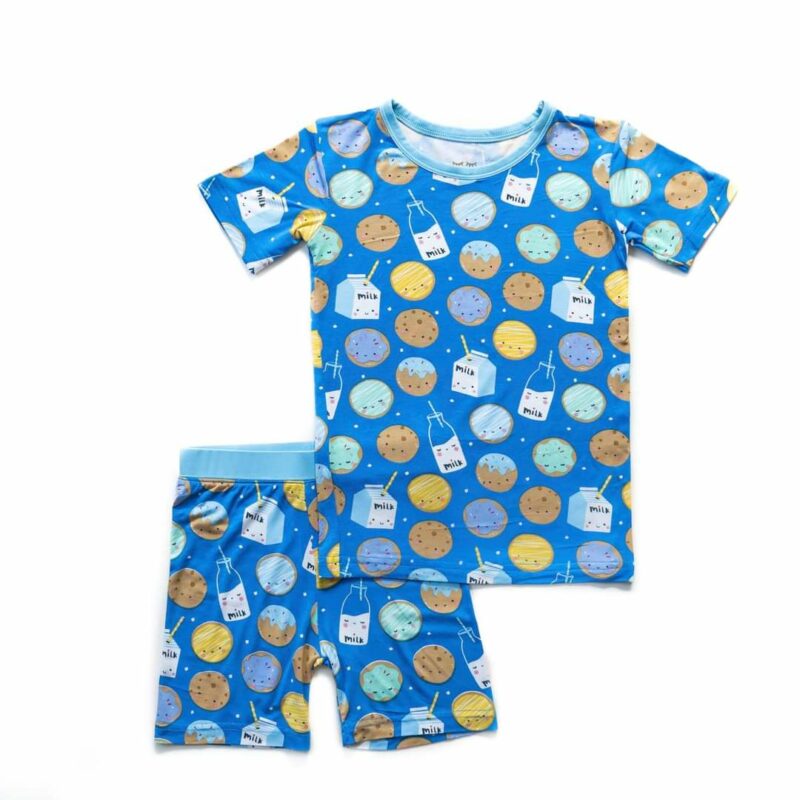 Little Sleepies Blue Cookies & Milk Short Sleeve and Shorts Bamboo Viscose Pajama Set