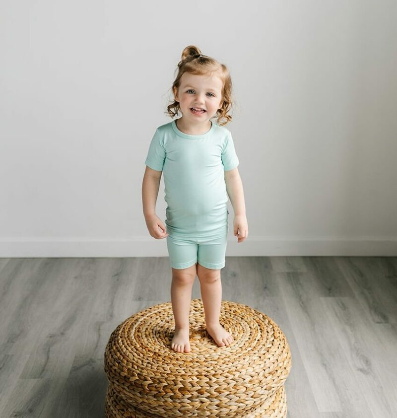 Little Sleepies Aquamarine Short Sleeve and Shorts Bamboo Viscose Two-Piece Pajama Set