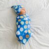 Little Sleepies Blue Cookies & Milk Bamboo Swaddle and Knotted Hat Set