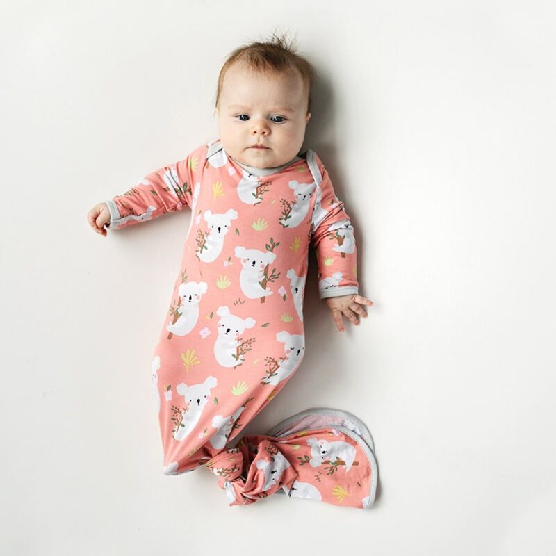 Little Sleepies Coral Koalas Bamboo Viscose Infant Knotted Gown