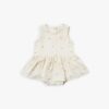 Quincy Mae Skirted Tank Onesie In Ivory with Tiny Flowers