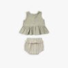 Quincy Mae Sleeveless Peplum Set In Sage Stripe