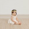 Quincy Mae Skirted Tank Onesie In Ivory with Tiny Flowers