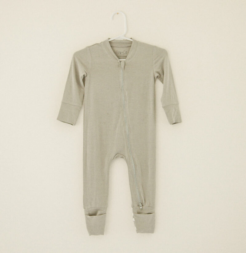 Willow+Co Olive Green Bamboo Viscose Footie/Romper