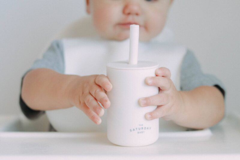 The Saturday Baby Silicone Straw Cup in Cloud