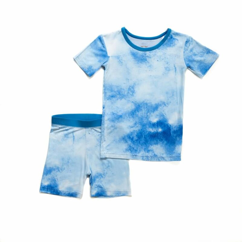 Little Sleepies Blue Watercolors Short Sleeve and Shorts Bamboo Viscose Pajama Set