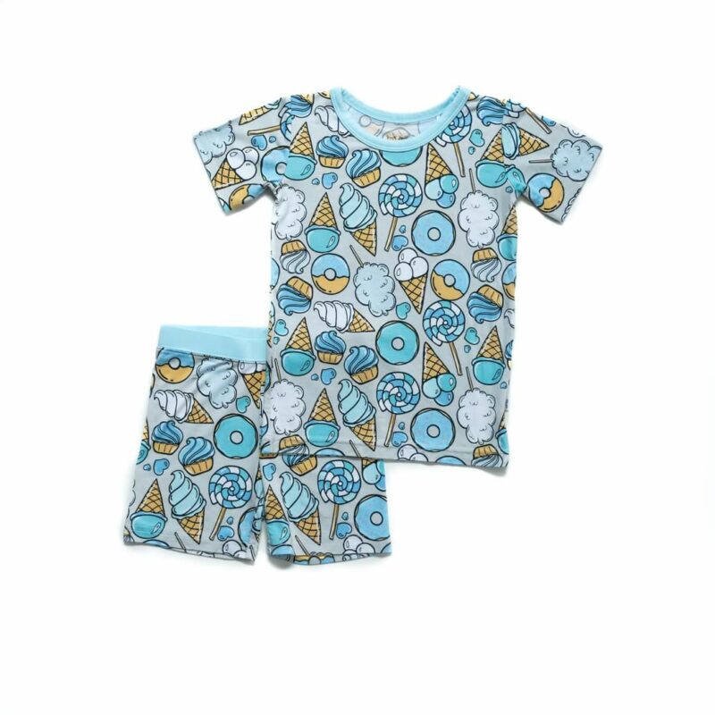 Little Sleepies Gray Sweet Treats Short Sleeve and Shorts Bamboo Viscose Pajama Set