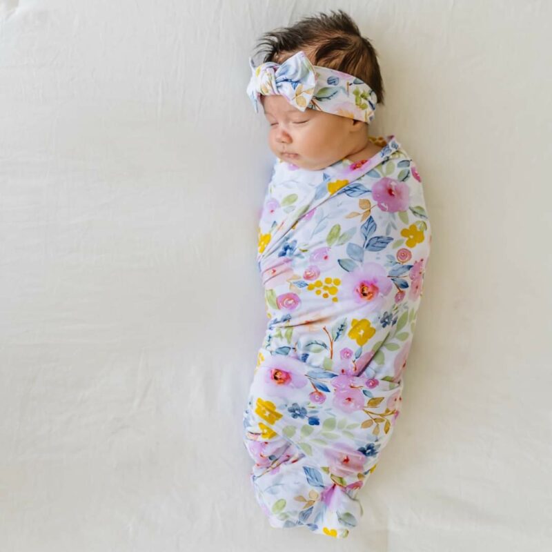 Little Sleepies Bella Blooms Bamboo Swaddle and Headband Set