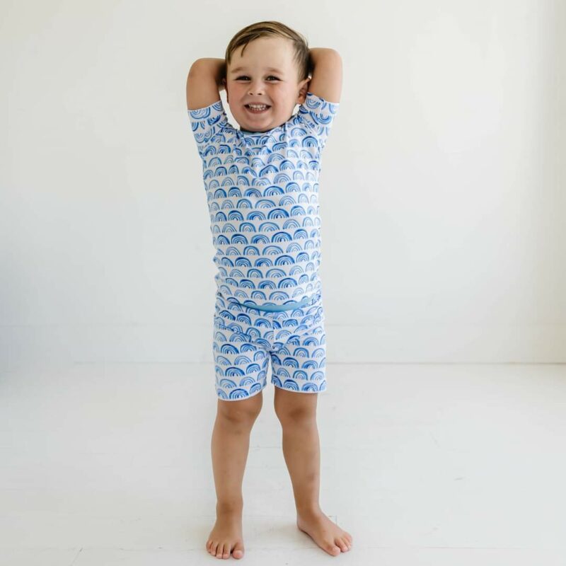 Little Sleepies Blue Rainbows Short Sleeve and Shorts Bamboo Viscose Pajama Set