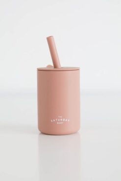 The Saturday Baby Silicone Straw Cup in Coral