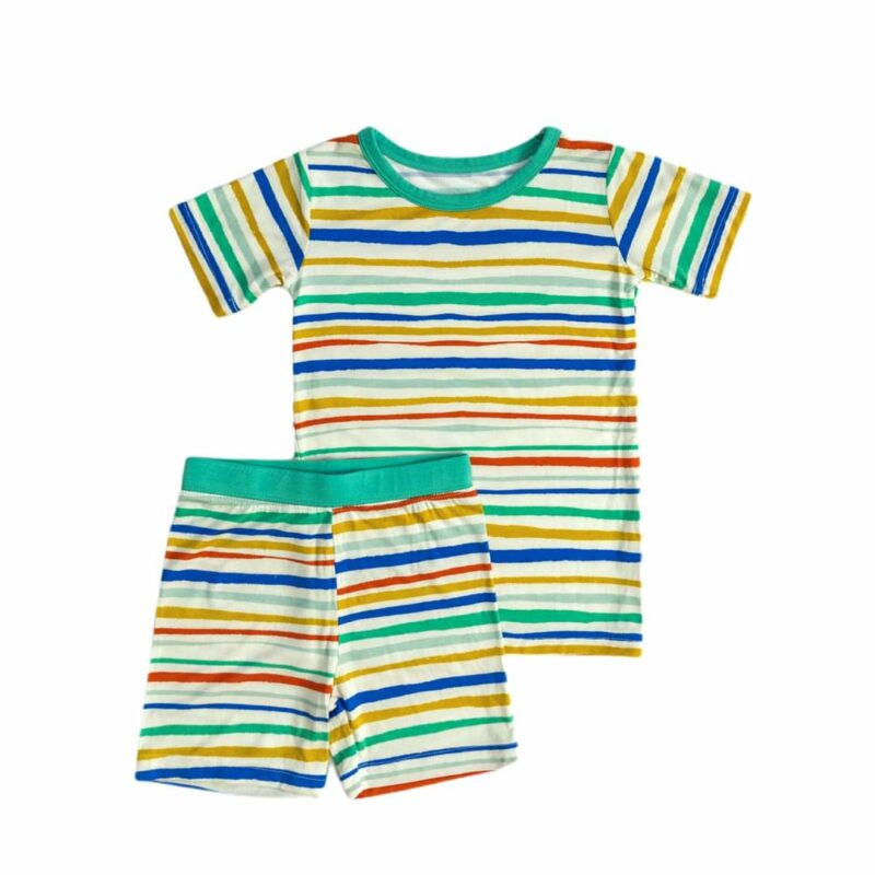 Little Sleepies Summer Stripe Short Sleeve and Shorts Bamboo Viscose Pajama Set