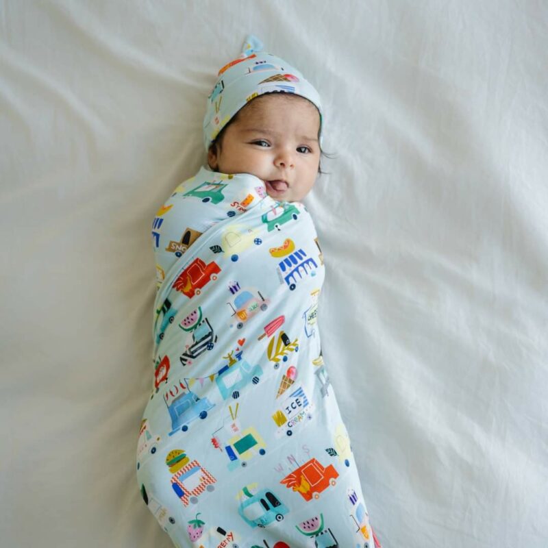 Little Sleepies Foods Trucks Bamboo Viscose Swaddle and Hat Set