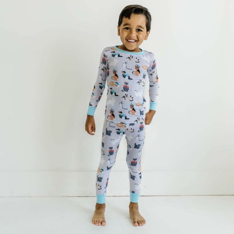 Little Sleepies Blue Cool Cats Bamboo Viscose Two-Piece Pajama Set