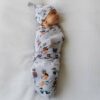 Little Sleepies Blue Cool Cats Bamboo Viscose Swaddle & Hat Set