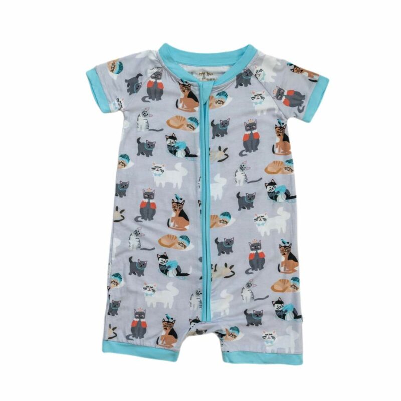 Little Sleepies Blue Cool Cats Shorty Bamboo Viscose Zippy