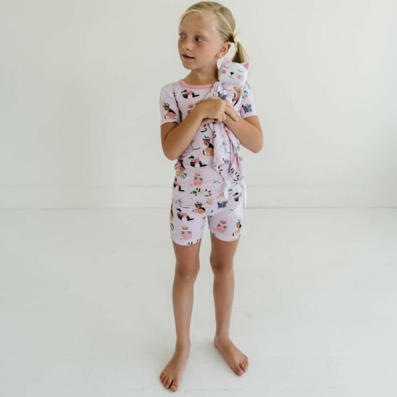 Little Sleepies Pink Cool Cats Short Sleeve and Shorts Bamboo Viscose Pajamas