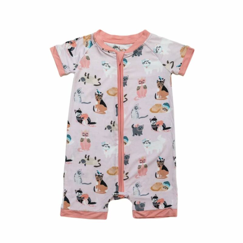 Little Sleepies Pink Cool Cats Shorty Bamboo Viscose Zippy