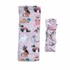 Little Sleepies Pink Cool Cats Bamboo Viscose Swaddle & Headband Set