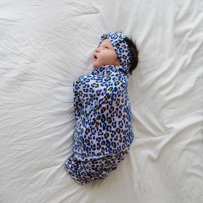 Little Sleepies Wild Leopard Bamboo Viscose Swaddle & Headband Set