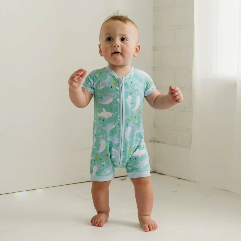 Little Sleepies Sharks Soiree Shorty Bamboo Viscose Zippy