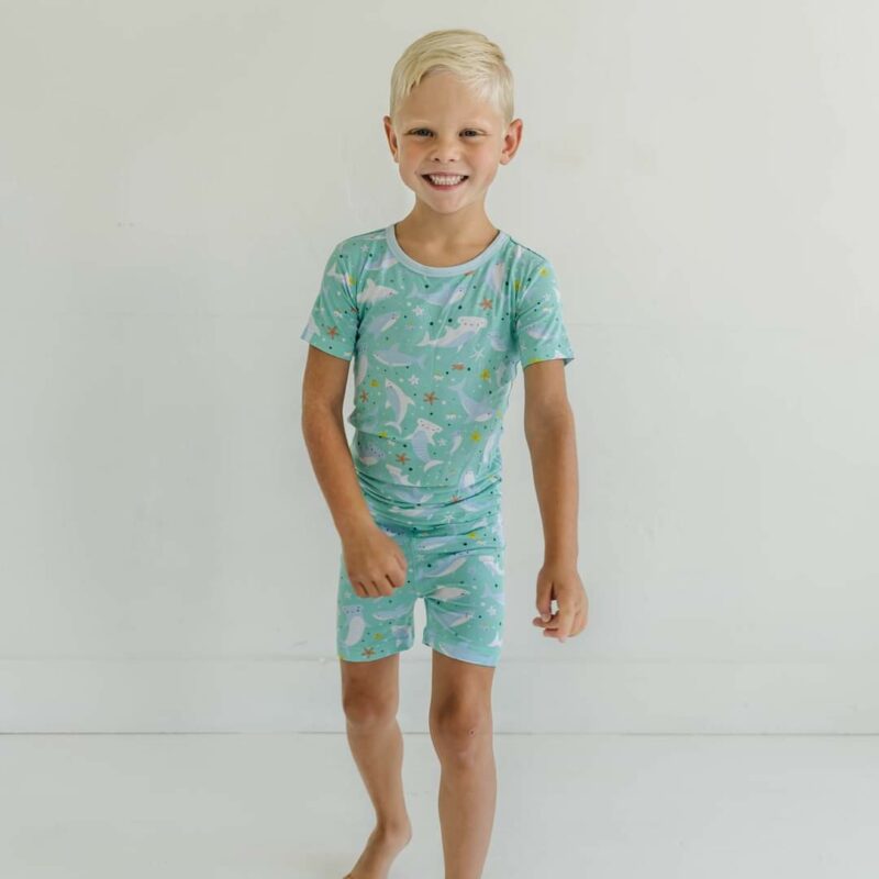 Little Sleepies Sharks Soiree Short Sleeve and Shorts Bamboo Viscose Pajamas