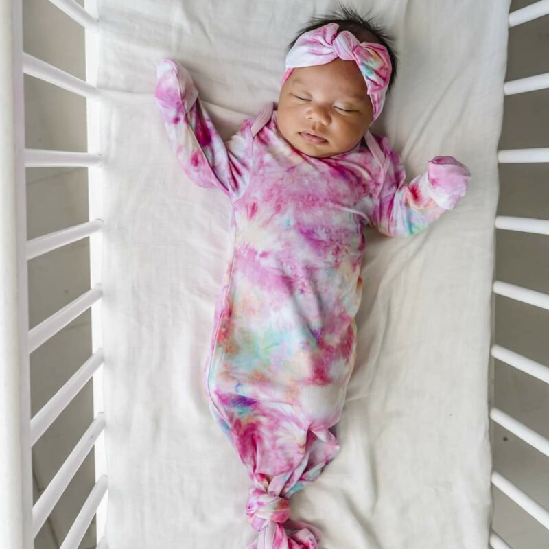 Little Sleepies Cotton Candy Tie Dye Bamboo Viscose Infant Knotted Gown